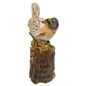 TII Collections Life Begins in the Garden Resin Bird on a Log Outdoor Figurine